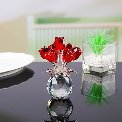 🌹💎 Regalo Ideal para Ella | Figura Eterna de Rosas de Cristal en Jarrón – Decoración de Lujo para Sala o Dormitorio 🎁 Perfecto para San Valentín, Día de la Madre o Aniversario | No Se Marchita, Símbolo Atemporal del Amor ❤️